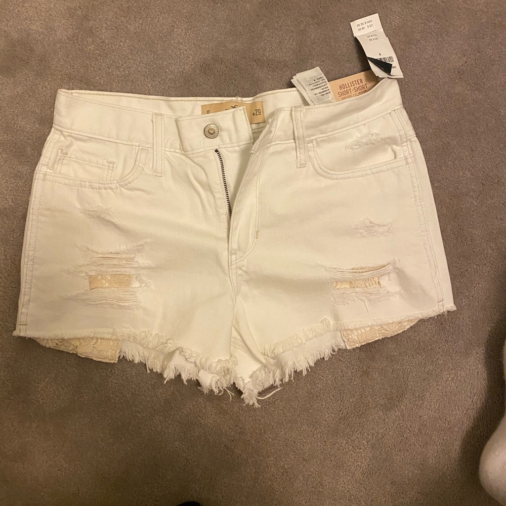 Hollister high waisted white shorts